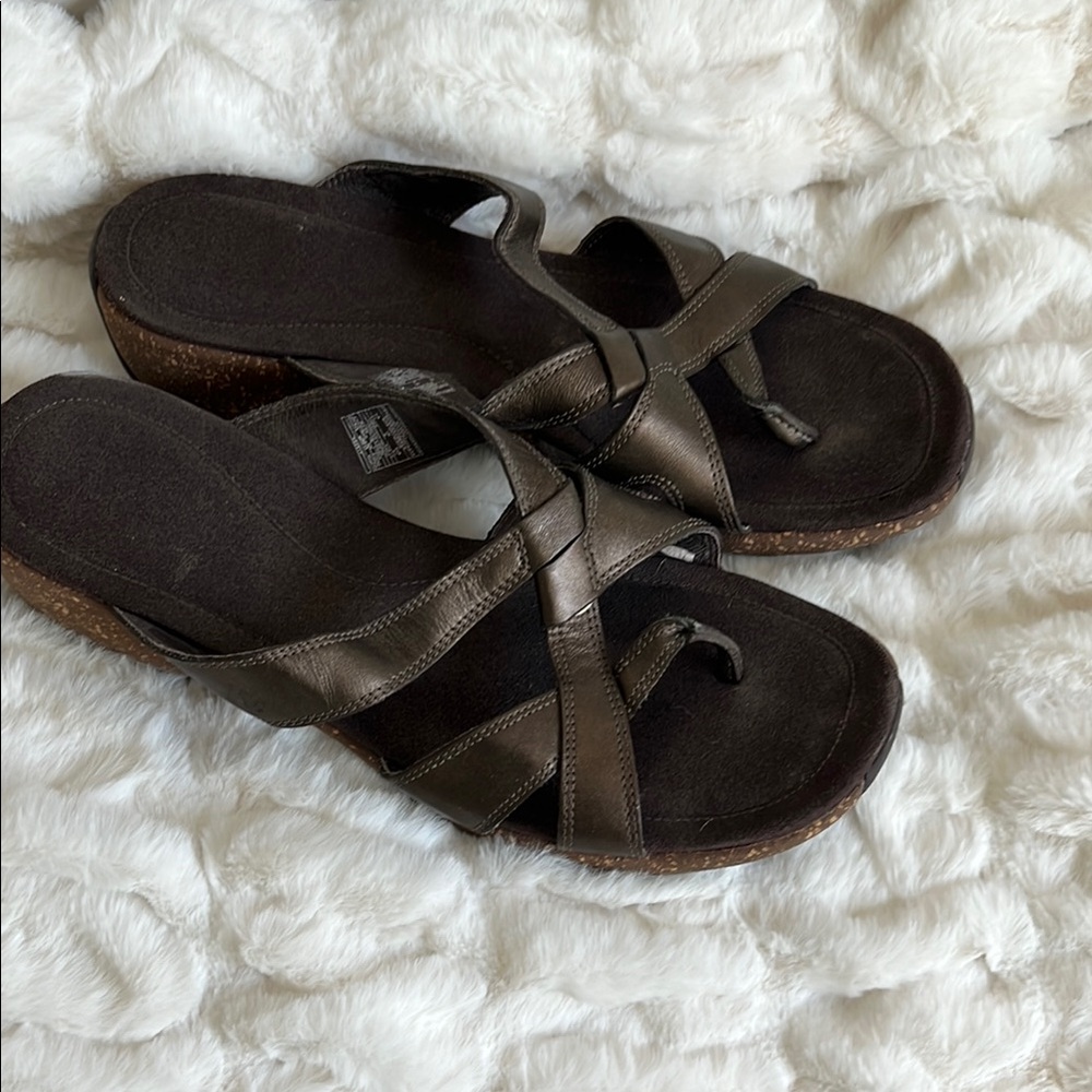 Women's Brown Leather Sandals/ bronze Merrell